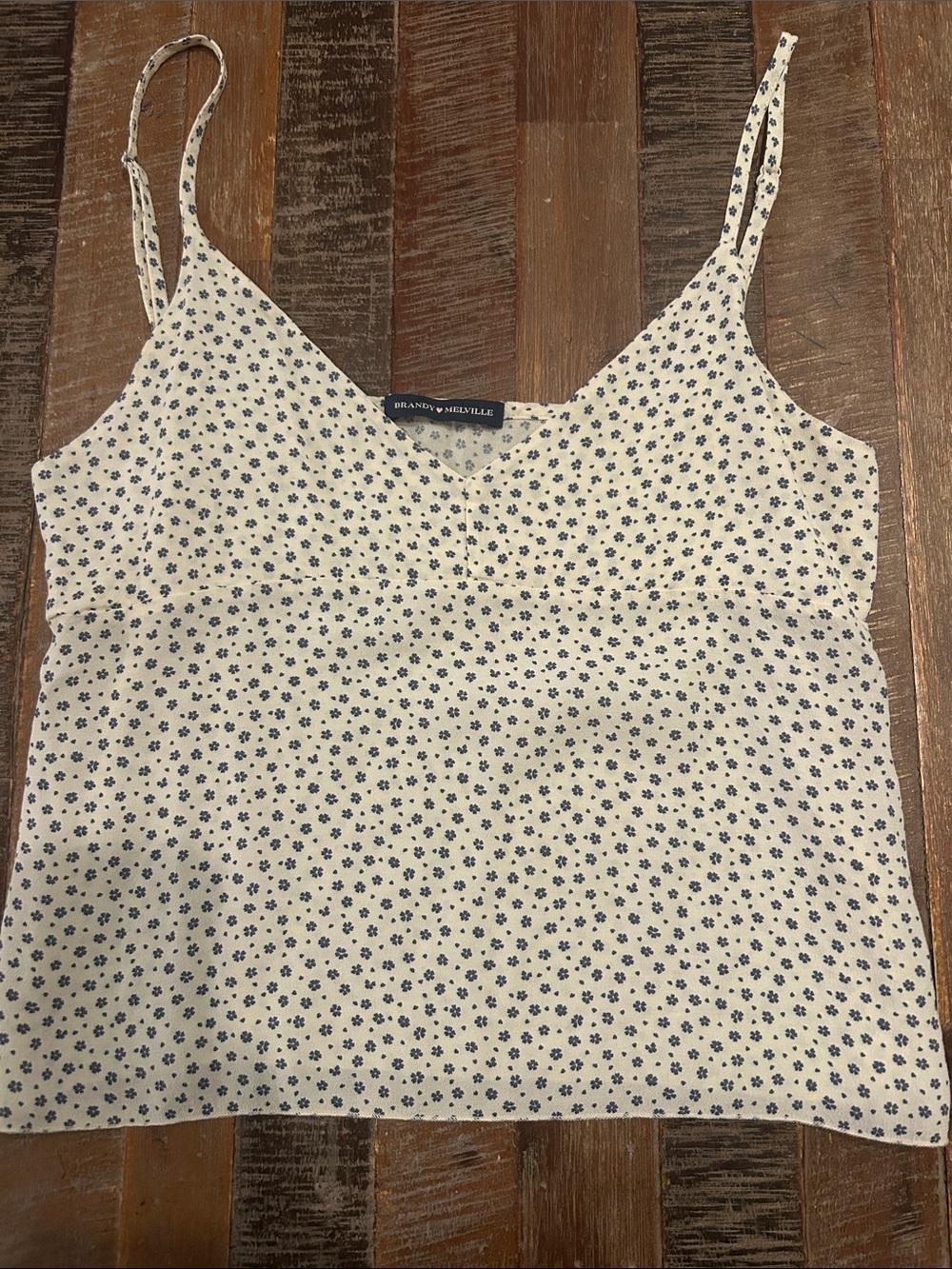 Brandy Melville Cream Cami with Navy Floral Dot Print